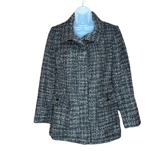 Jones New York Coat Jacket Womens 6 Black Tweed Wool Blend 2000s Classic‎ Preppy